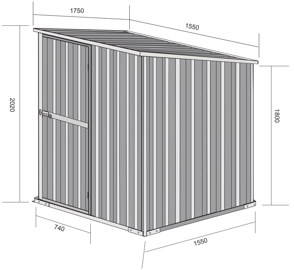 Box in Acciaio Zincato Casetta da Giardino in Lamiera 1.55 x 1.75 m x h2.02 m - 60 KG – 2.71 mq - colore bianco