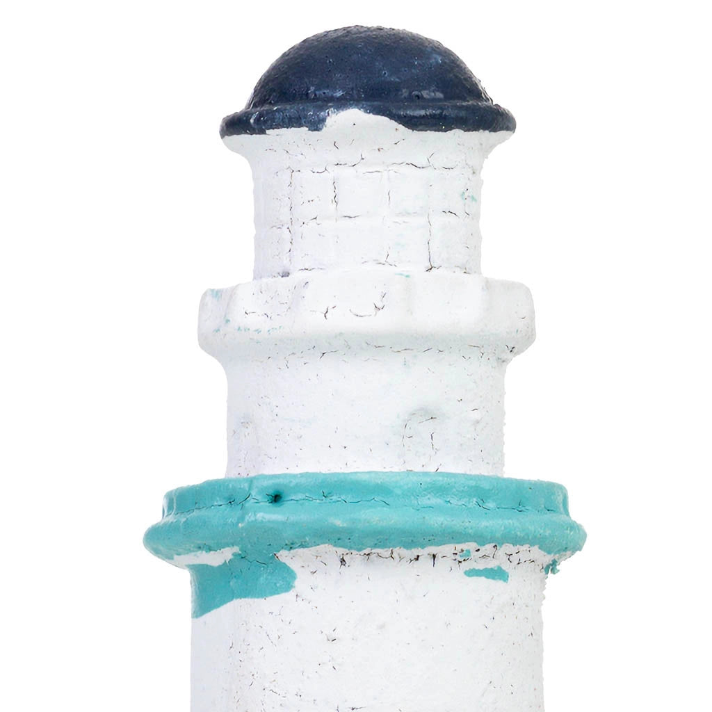 Figura decorativa a forma di faro in resina blu, 3x3x8 cm