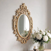Specchio Decorativo Ovale MR5501 da Parete 36x53 cm con Cornice Barocca Gold
