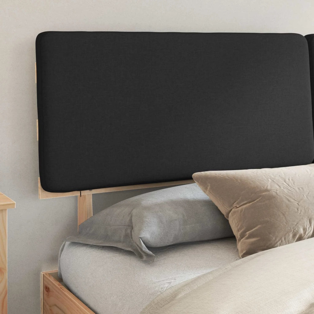 Letto matrimoniale | Letto per adulti | Letto con Testiera Rivestita Nero 180 x 200 cm Pino massello