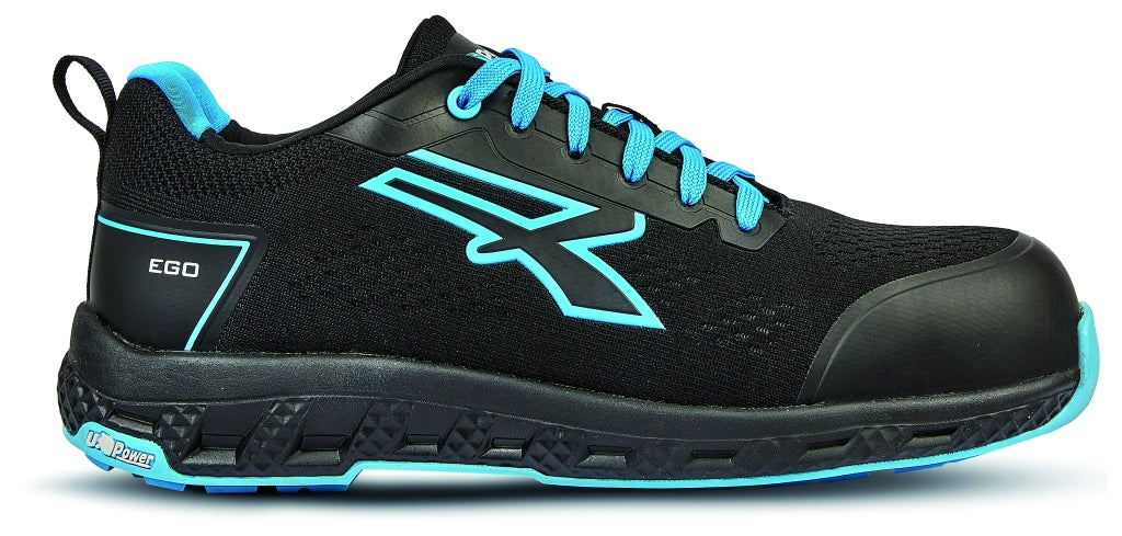 U-Power SCARPE ANTINFORTUNISTICA BASSE S1PS HI HRO FO SR RED EGO DEON ESD Col.Nero/Azzurro Mis. 40