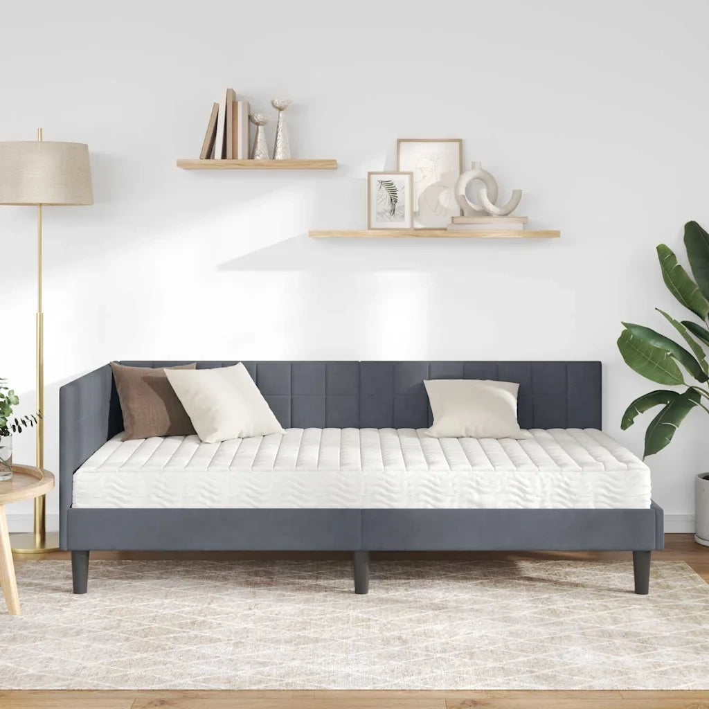 Struttura Letto Angolare con Materasso 2 pz-Giroletto con materasso Grigio Velluto 678063