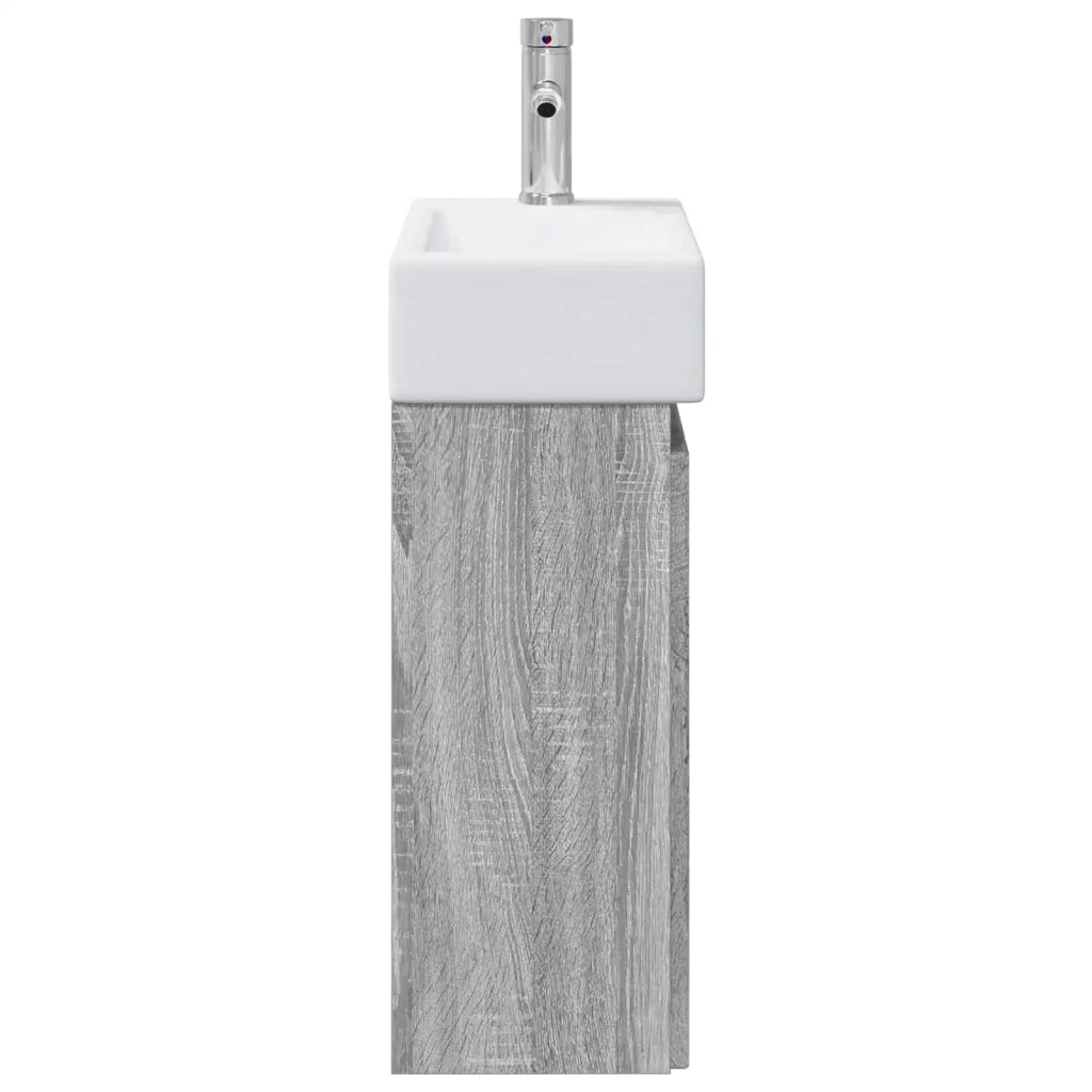 Mobile bagno con rubinetto Sonoma grigio 45,5 x 25,5 x 84 cm