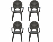 PALOMA, Set 4 Poltrone da Esterno, Polipropilene, 56×55×88 cm, Impilabili Resistenti ai Raggi UV, Antracite