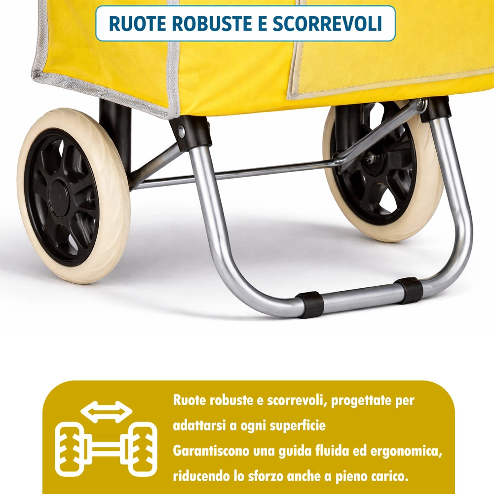 Carrello Trolley Frigo Modello Zeus Giallo Ruote e Manico Ergonomico 35x30x90cm