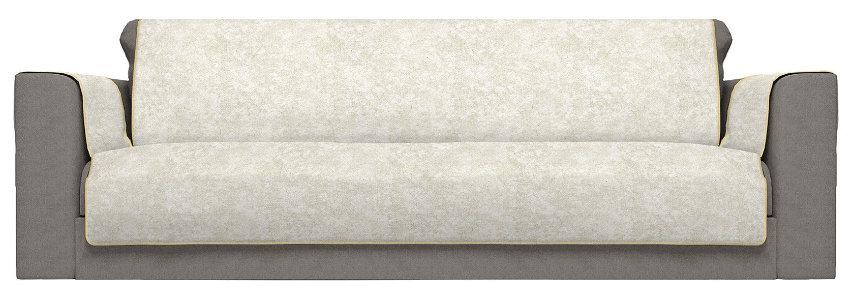 Copridivano con Copri Braccioli Seduta 125 cm in Poliestere e Cotone Panna