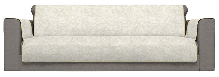 Copridivano con Copri Braccioli Seduta 60 cm in Poliestere e Cotone Panna