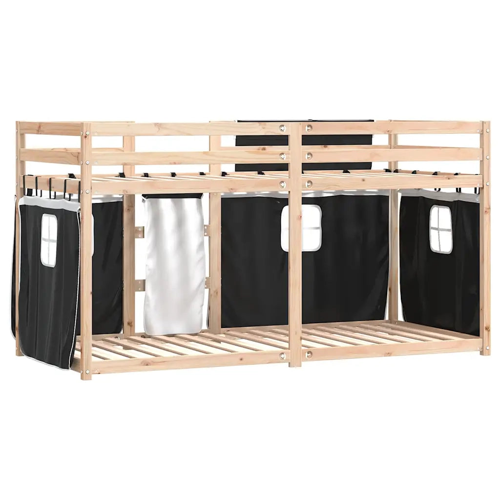 Letto a Castello senza Materasso Bianco e Nero 90x200cm in Pino 3283892