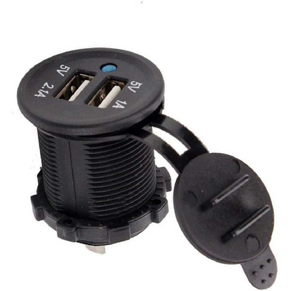 Trade Shop - Presa Di Ricarica 1a 2.1a 12v Moto Impermeabile Doppia Porta Usb Atv Barca Auto -