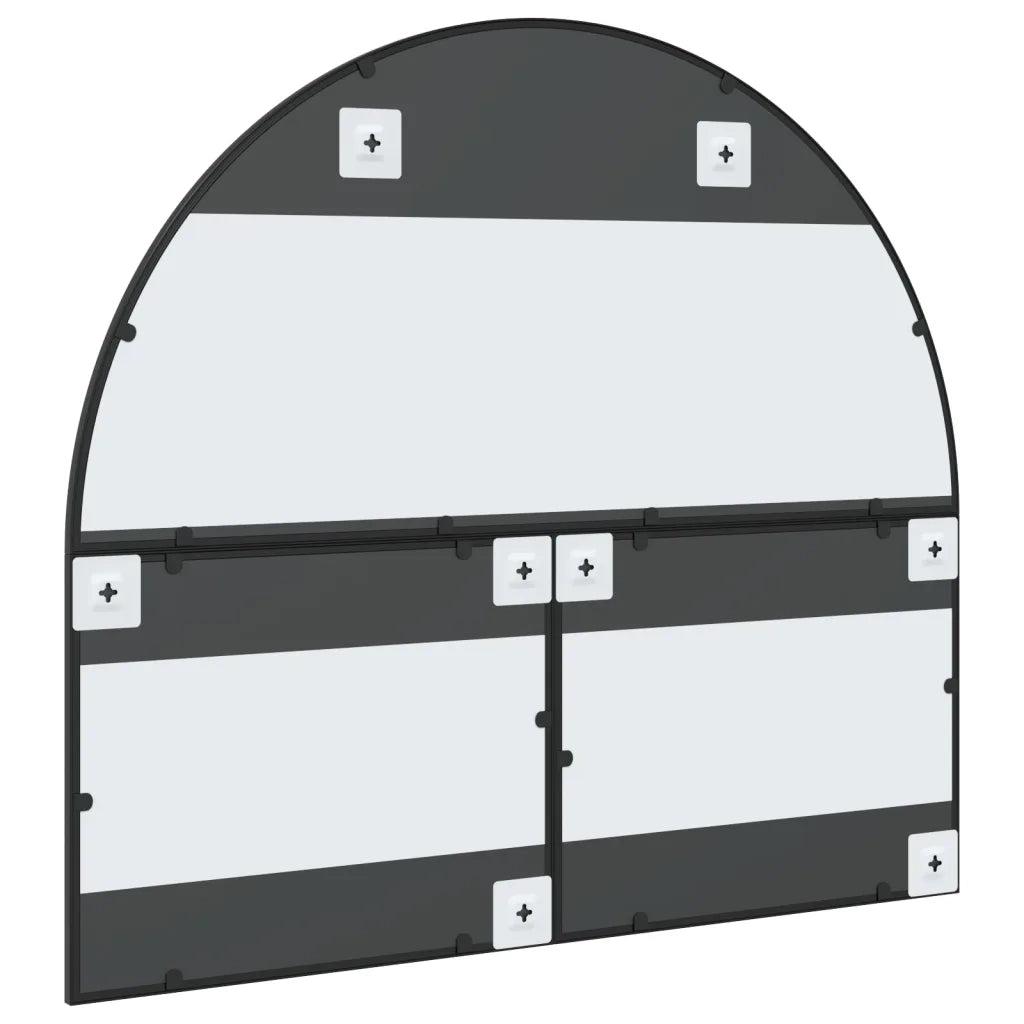 Specchio da Parete-Specchio a Muro-Specchio Decorativo Nero 100x90 cm Arco in Ferro