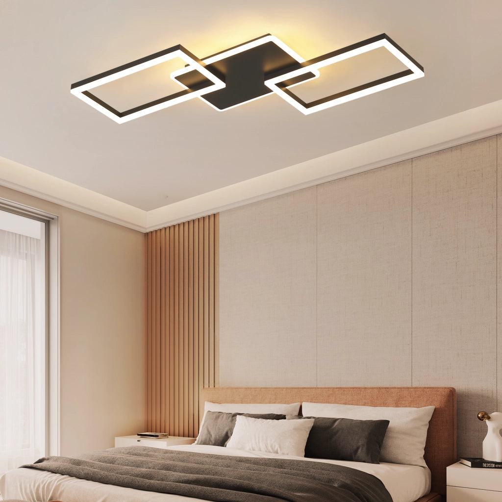 ZMH Lampada da soffitto plafoniera LED moderna 80 cm nera dimmerabile 63W telecomando per soggiorno camera letto