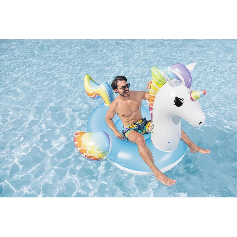 Trade Shop - Cavalcabile Gonfiabile Da Piscina A Forma Di Unicorno Gigante 224x164cm Maniglie 41113 -