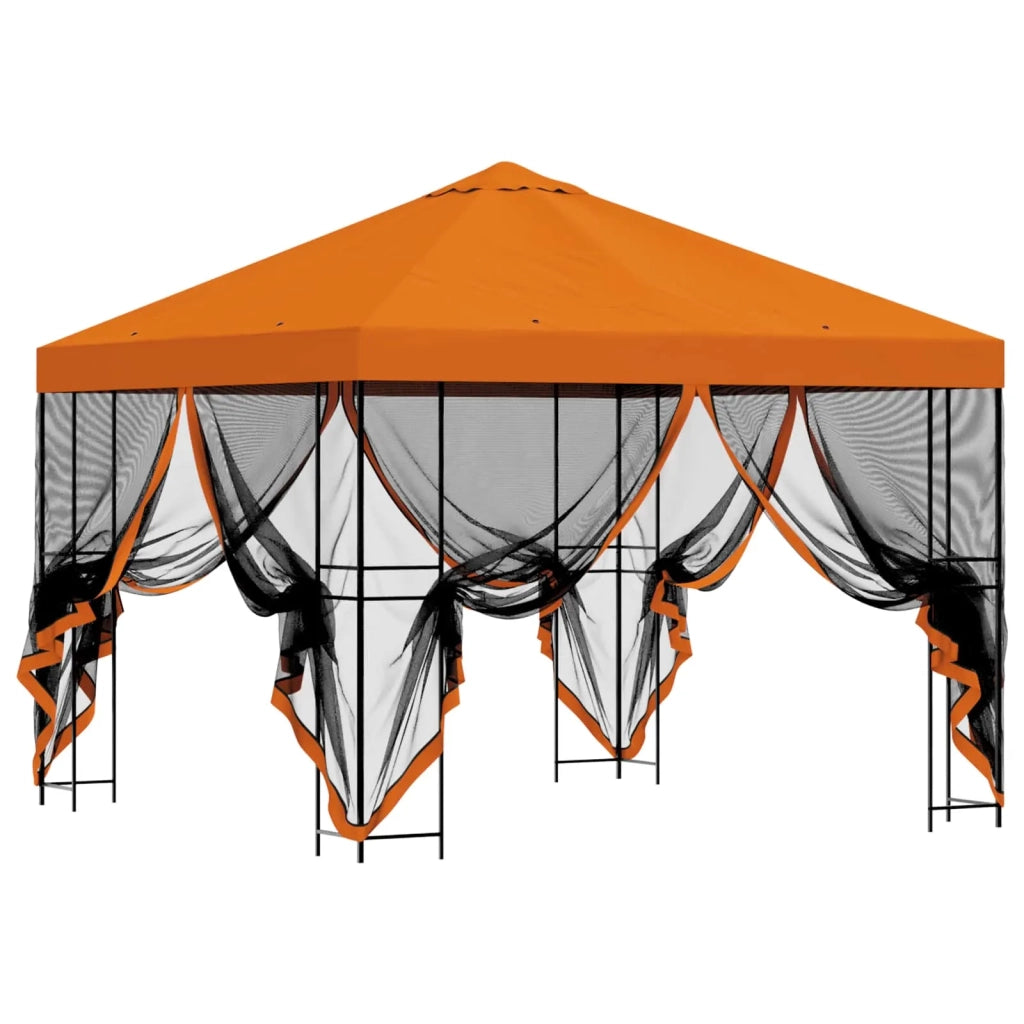 Gazebo da giardino con pareti laterali 3 x 3 m Arancione 900345