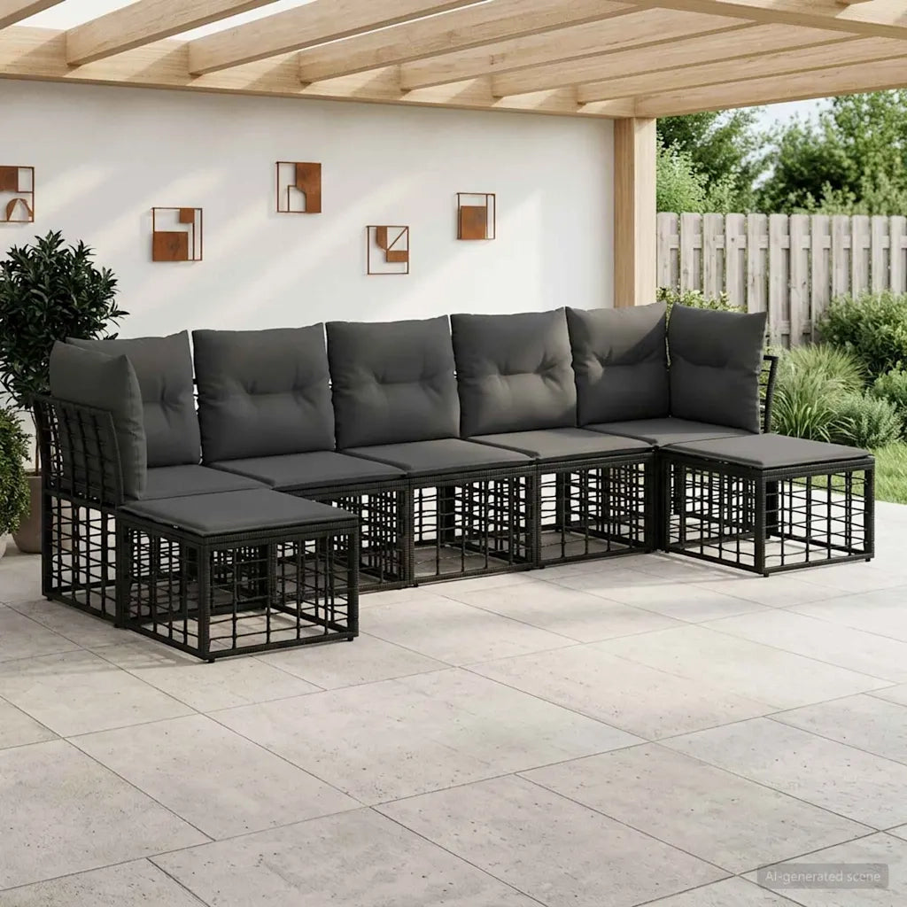 Set di divani da esterno Nero Poliestere