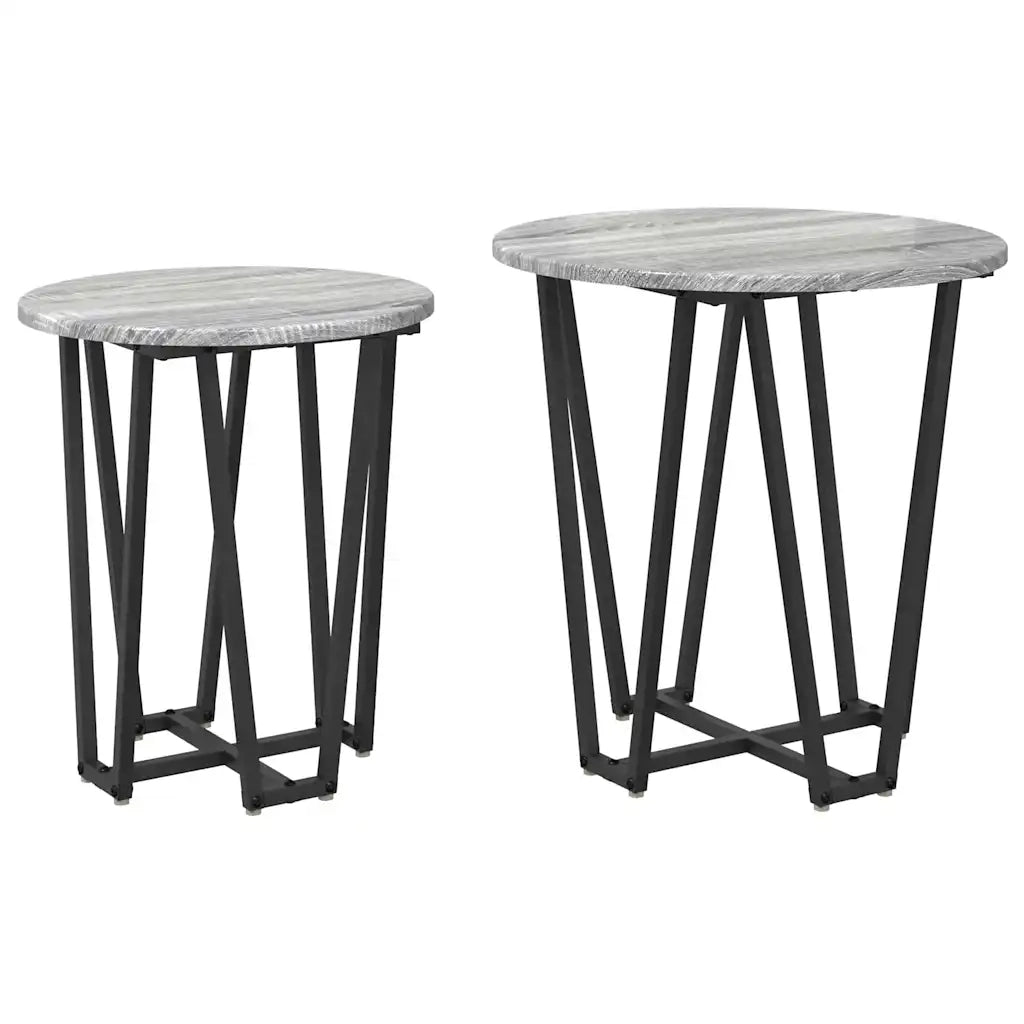 Set tavolini 2 pcs Grigio Sonoma e Nero 869723