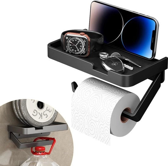 Sostegno per carta igienica in legno, contenitore per rotoli wc per toilette, contenitore per rotoli wc in alluminio, installazione semplice e rapida, sostegno per carta igienica per bagno e cucina