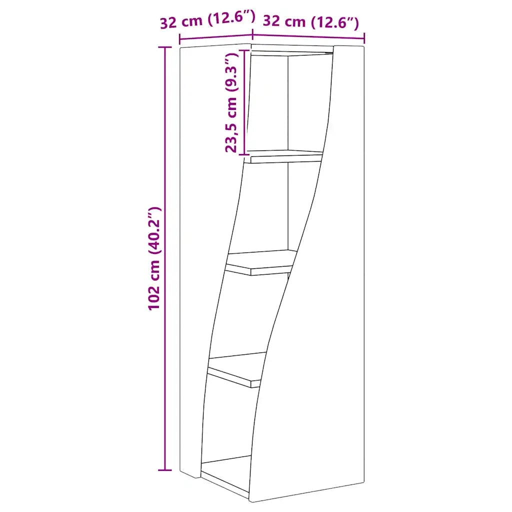 Mobile angolare Bianco Lucido 32x32x102cm Legno multistrato 889859