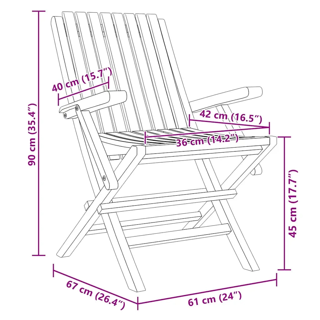 Sedie da Giardino Pieghevoli 4pz 61x67x90cm Legno Massello Teak 3155055