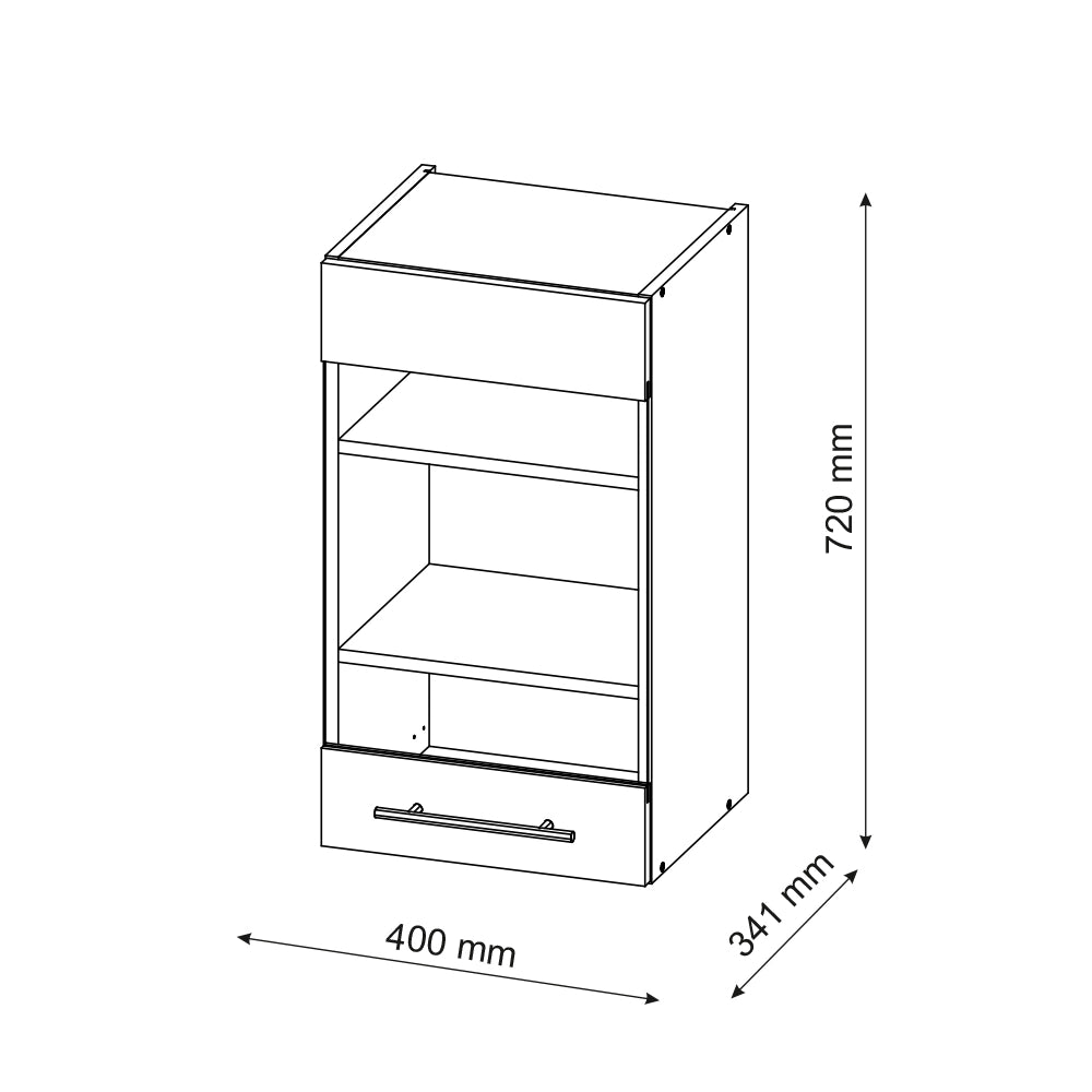 Mobile da cucina in vetro Fame-Line Bianco lucido/Antracite 40 cm Vicco