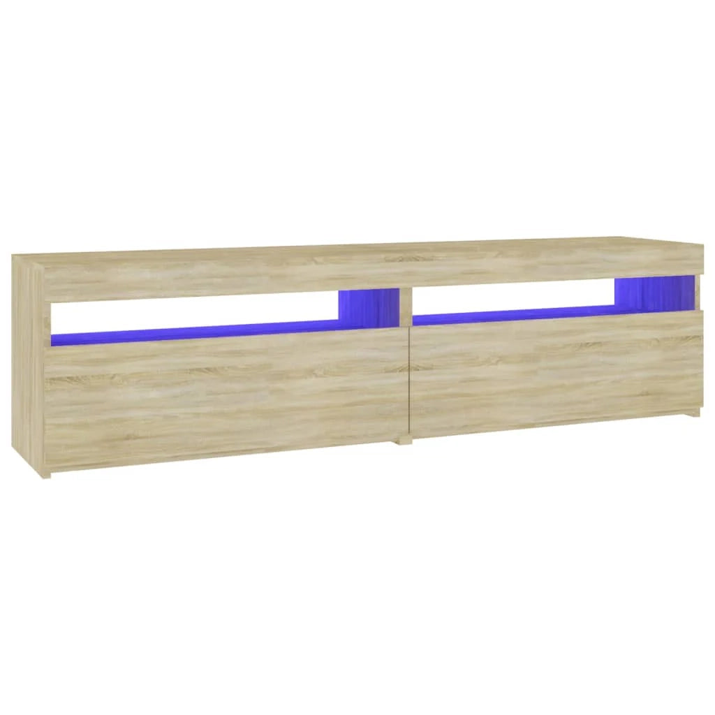 Mobile TV multimediale scaffale TV credenza mobile TV sala da pranzo soggiorno camera da letto 2 pezzi con luci LED rovere Sonoma 75 x 35 x 40 cm marrone 02_0028578