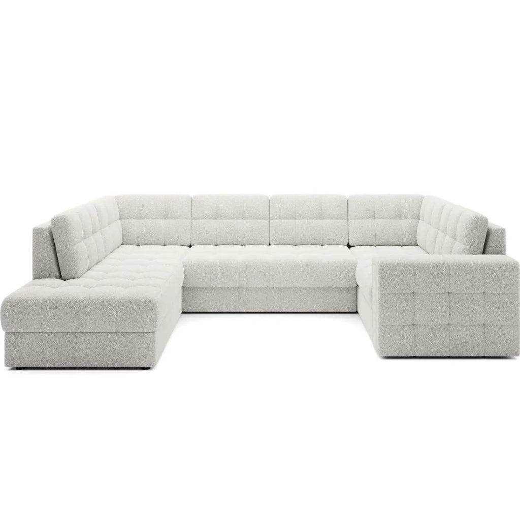 Divano angolare convertibile MONTEZA bianco sinistro 299 cm con contenitore e letto