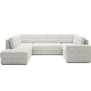 Divano angolare convertibile MONTEZA bianco sinistro 299 cm con contenitore e letto