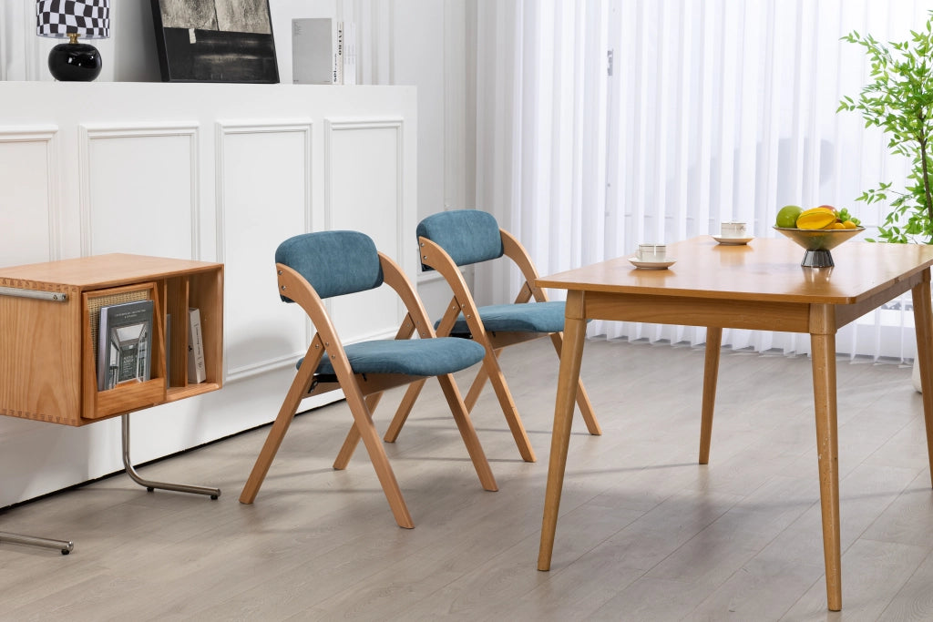 Sedie Pieghevoli Imbottite Set 2 Pezzi ¨C MINIMAL ¨C Legno, Seduta Rimovibile, Blu
