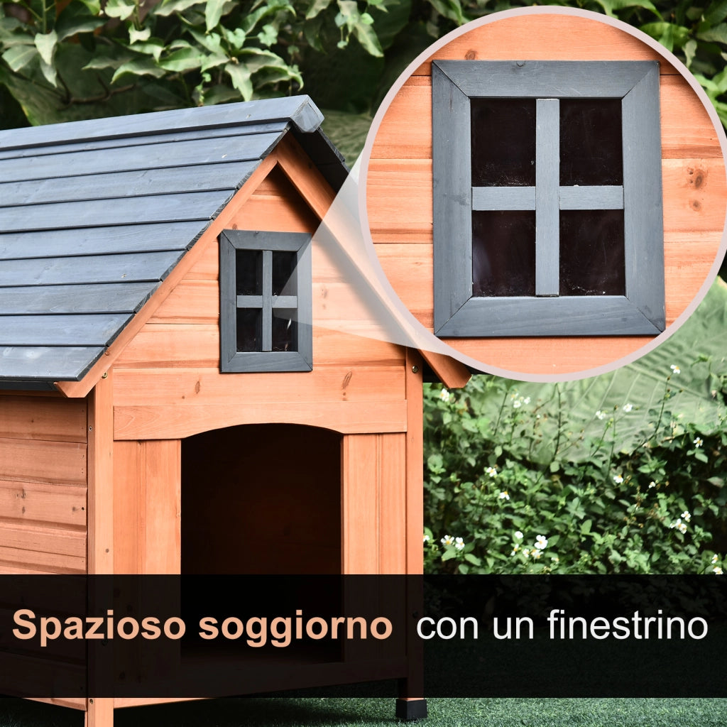 EasyComfort Casetta Rialzata per Cani fino a 15 kg, Cuccia per Cani Gatti da Esterno in Legno di Abete, 81.3x91.5x98.5 cm