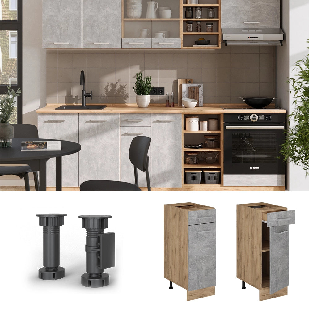 Vicco Mobiletto base per cucina Calcestruzzo 30 cm , PL Antracite