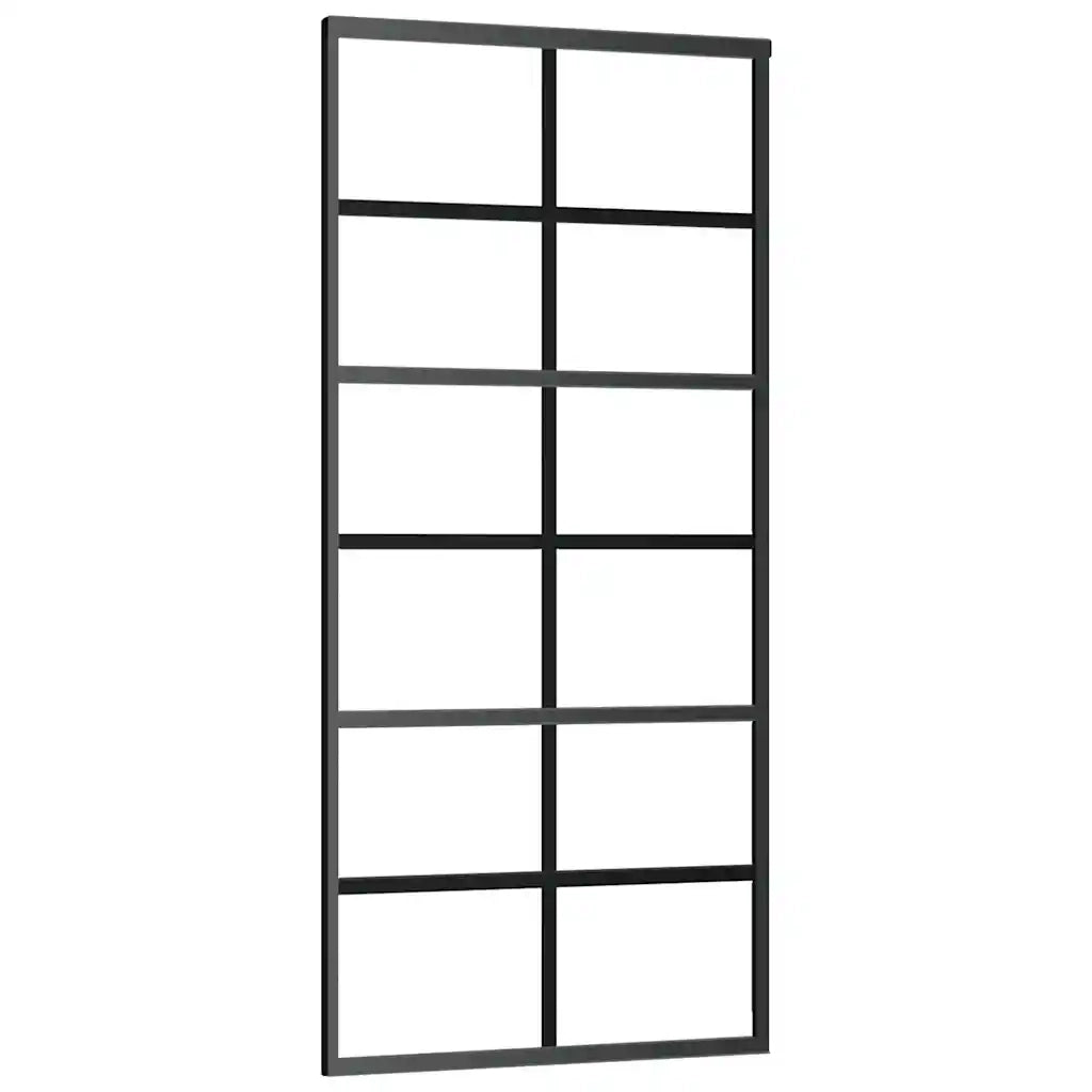 Porta Scorrevole con Ferramenta Nera 90x205 cm in Vetro ESG