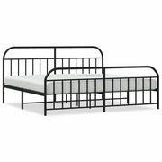 Letto matrimoniale | Letto per adulti | Giroletto con Testiera e Pediera Metallo Nero 193x203 cm