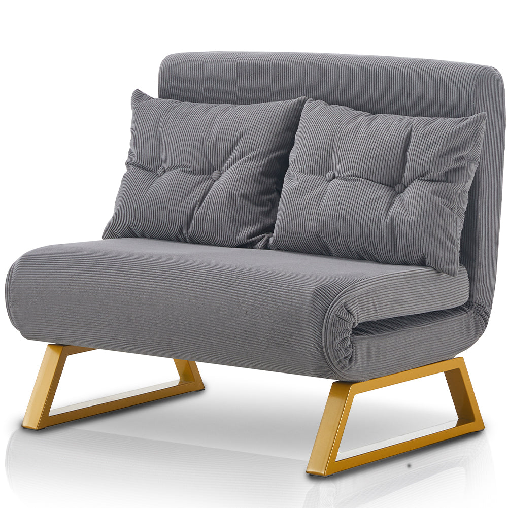 Poltrona Letto Reclinabile 2 Posti Chaise Lounge in Velluto Convertibile Grigio