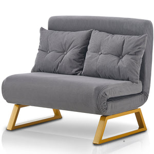 Poltrona Letto Reclinabile 2 Posti Chaise Lounge in Velluto Convertibile Grigio