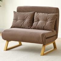 Poltrona Letto Reclinabile 2 Posti Chaise Lounge in Velluto Convertibile Marrone