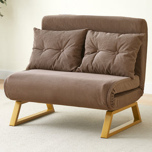 Poltrona Letto Reclinabile 2 Posti Chaise Lounge in Velluto Convertibile Marrone