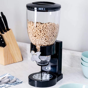 Dispenser Cereali Singolo Contenitore Dosatore Distributore Storage Pasta Nero