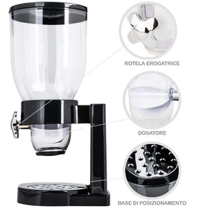 Dispenser Cereali Singolo Contenitore Dosatore Distributore Storage Pasta Nero