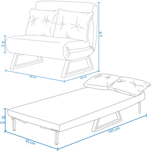 Poltrona Letto Reclinabile 2 Posti Chaise Lounge in Velluto Convertibile Grigio