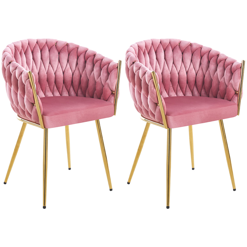 Set 2 Sedie per Sala da Pranzo e Ufficio in Velluto Rosa Antico Sedia Ergonomica