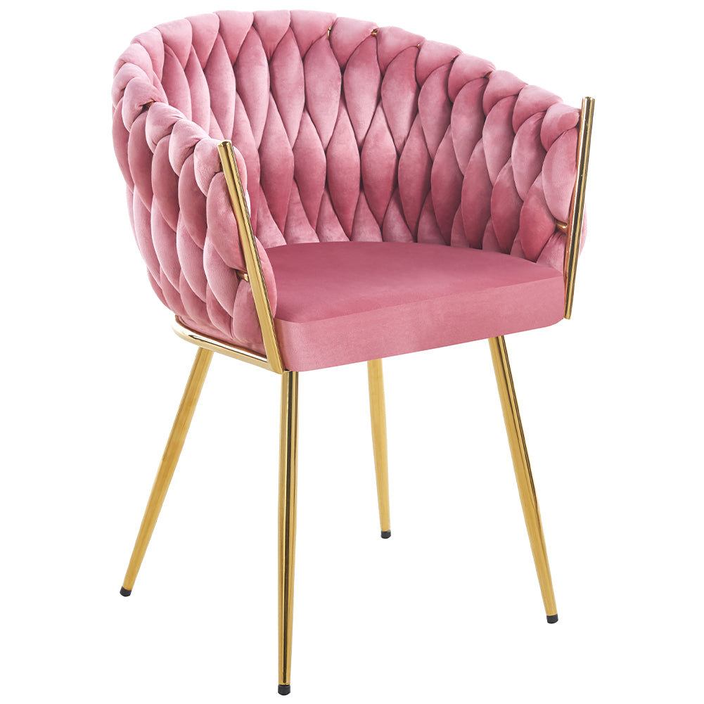 Set 2 Sedie per Sala da Pranzo e Ufficio in Velluto Rosa Antico Sedia Ergonomica