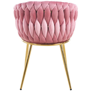 Set 2 Sedie per Sala da Pranzo e Ufficio in Velluto Rosa Antico Sedia Ergonomica