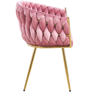 Set 2 Sedie per Sala da Pranzo e Ufficio in Velluto Rosa Antico Sedia Ergonomica