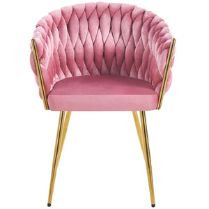 Set 2 Sedie per Sala da Pranzo e Ufficio in Velluto Rosa Antico Sedia Ergonomica