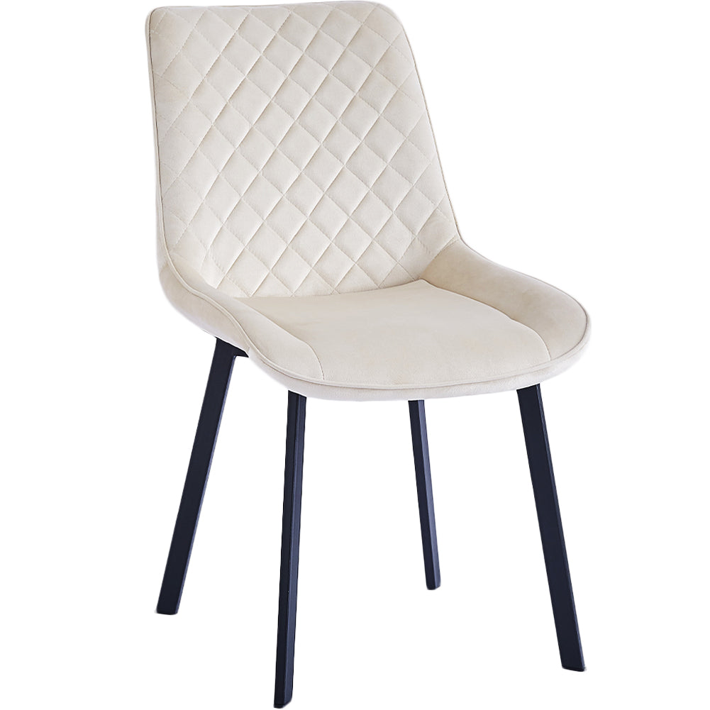 Set 4 Sedie da Pranzo Rivestimento Velluto Beige Sedia Ufficio Casa Ergonomica