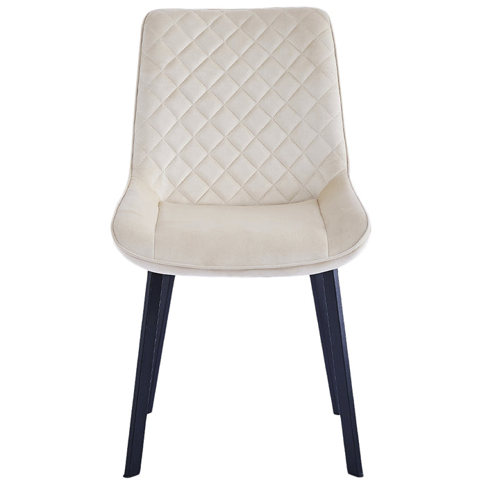 Set 4 Sedie da Pranzo Rivestimento Velluto Beige Sedia Ufficio Casa Ergonomica