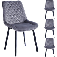 Set 4 Sedie da Pranzo Rivestimento Velluto Grigio Sedia Ufficio Casa Ergonomica