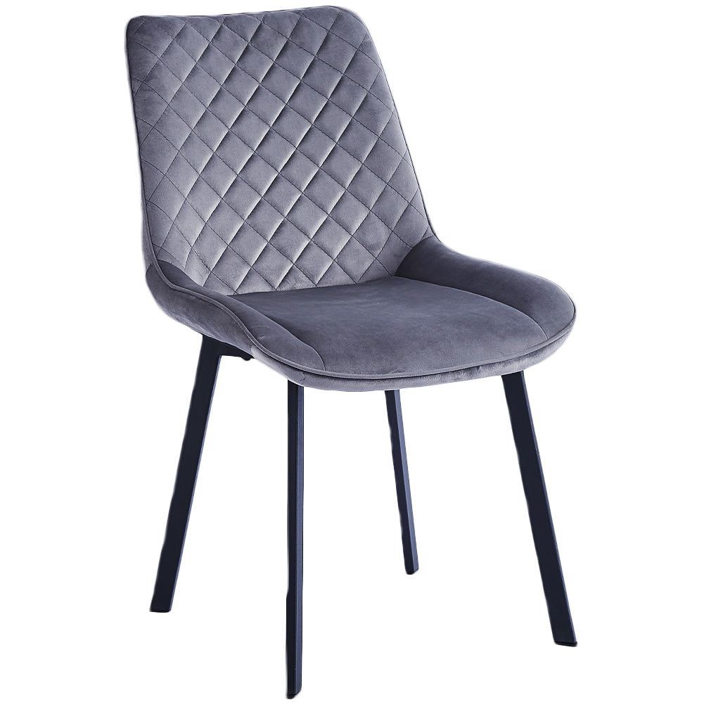 Set 4 Sedie da Pranzo Rivestimento Velluto Grigio Sedia Ufficio Casa Ergonomica