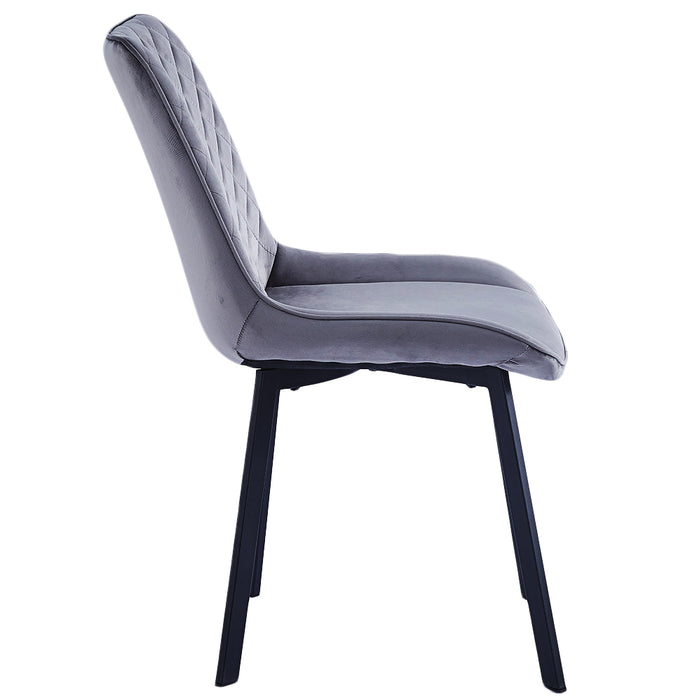 Set 4 Sedie da Pranzo Rivestimento Velluto Grigio Sedia Ufficio Casa Ergonomica