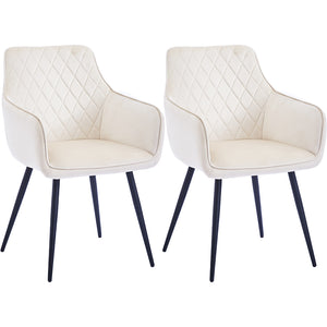 Set 2 Sedie da Pranzo in Velluto Beige Ergonomica Poltrona Sedia da Ufficio Casa