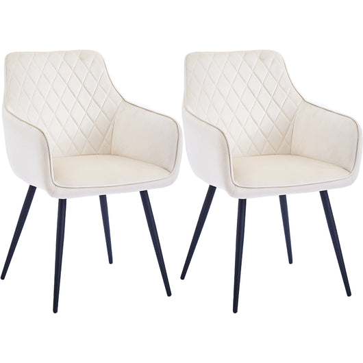 Set 2 Sedie da Pranzo in Velluto Beige Ergonomica Poltrona Sedia da Ufficio Casa